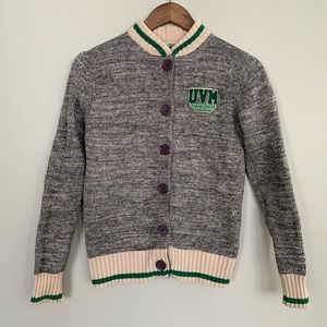 Renu Bruzer University of Vermont UVM 100% Cotton Cardigan Sweater